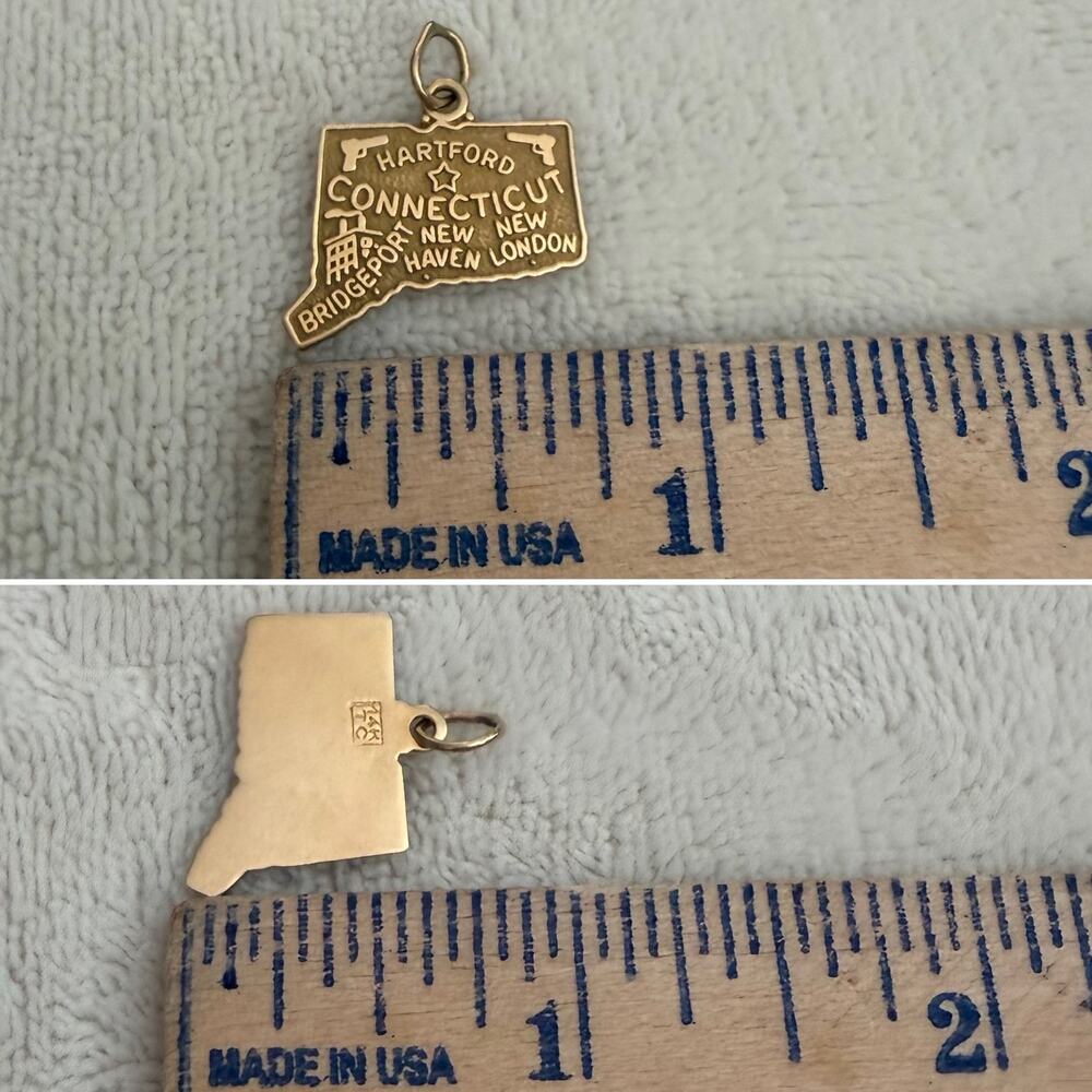 Vintage 14k Yellow Gold Connecticut State Charm - Picture 3 of 4